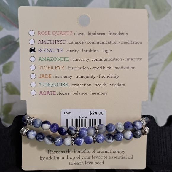 Energy & Lava Rock Black and Blue Diffuser Bracelets Set Of 2 - Picture 2 of 2